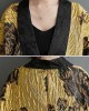 Flower-Embellished Chinese Frog Buttons Pleated Split-Joint Batwing Sleeves Loose V-Neck Outerwear