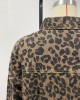 Buttoned Fringed Leopard Pockets Long Sleeves Loose Lapel Outerwear