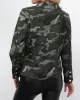 Buttoned Camouflage Pockets Long Sleeves Loose Notched Collar Outerwear Blazer