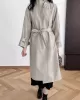 Buckle Pockets Solid Color Split-Back Tied Waist Long Sleeves Loose Lapel Trench Coats