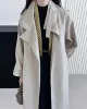 Buckle Pockets Solid Color Split-Back Tied Waist Long Sleeves Loose Lapel Trench Coats