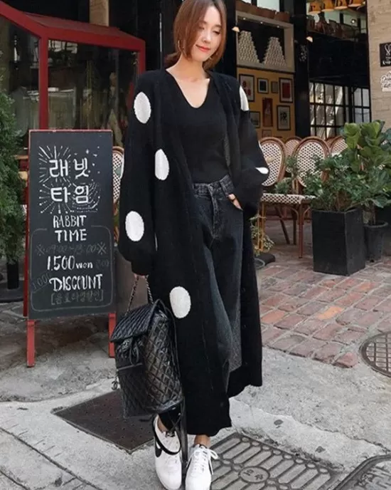 Loose Polka-dot Printed Long Cover-up