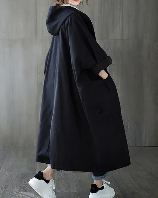 Original Solid Hooded Trench Coats