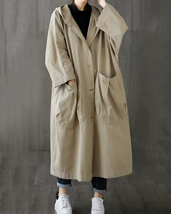 Original Solid Hooded Trench Coats