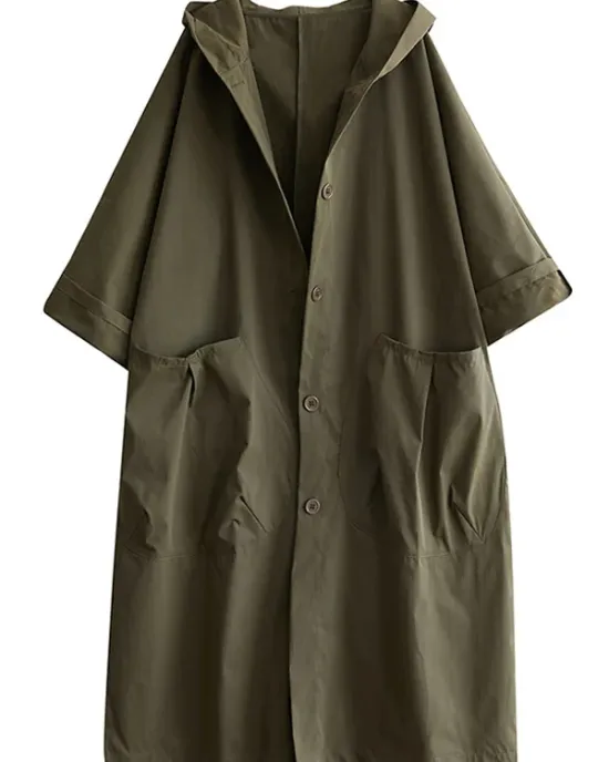 Original Solid Hooded Trench Coats