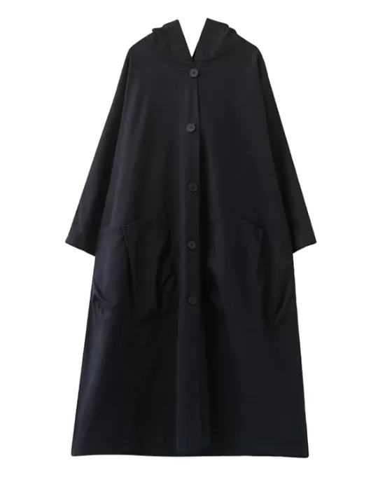 Loose Hooded Trench Long Coat