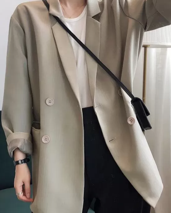 Loose Solid Color Casual Blazer Outwear