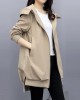 Casual Loose 4 Colors Pleated Zipper Hooded Long Sleeves Outwear