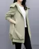 Casual Loose 4 Colors Pleated Zipper Hooded Long Sleeves Outwear