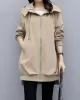 Casual Loose 4 Colors Pleated Zipper Hooded Long Sleeves Outwear