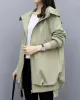 Casual Loose 4 Colors Pleated Zipper Hooded Long Sleeves Outwear