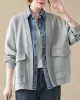 Casual False Two Loose Buttoned Contrast Color Split-Joint Lapel Collar Outerwear