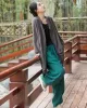 Vintage Batwing Sleeves Split-Joint Solid Color Outerwear