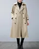 Loose Buttoned Notched Collar Trench Coat