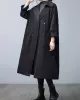 Loose Buttoned Notched Collar Trench Coat