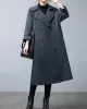 Loose Buttoned Notched Collar Trench Coat