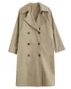 Loose Buttoned Notched Collar Trench Coat