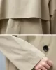 Loose Buttoned Notched Collar Trench Coat