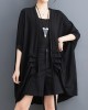 Drawstring Solid Color Half Sleeves Irregular Clipping V-Neck Outerwear