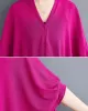 Drawstring Solid Color Half Sleeves Irregular Clipping V-Neck Outerwear