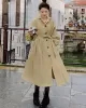 Casual Lose Tied Buttoned High-Waist Notched Collar Long Bishop Sleeves Trench Coat