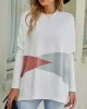 Contrast Color Batwing Sleeves Long Sleeves Round-Neck Sweater Tops Pullovers Knitwear