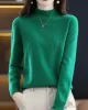 Office Long Sleeves Solid Color High-Neck Sweater Tops Pullovers