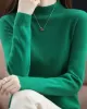 Office Long Sleeves Solid Color High-Neck Sweater Tops Pullovers