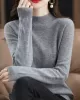 Office Long Sleeves Solid Color High-Neck Sweater Tops Pullovers