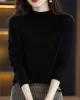 Office Long Sleeves Solid Color High-Neck Sweater Tops Pullovers