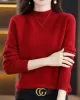 Office Long Sleeves Solid Color High-Neck Sweater Tops Pullovers