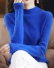 Office Long Sleeves Solid Color High-Neck Sweater Tops Pullovers