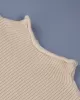 Casual Cap Sleeve Solid Color High-Neck Sweater Tops Pullovers