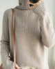 Casual Long Sleeves Loose Solid Color High-Neck Sweater Tops