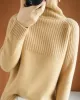 Casual Long Sleeves Loose Solid Color High-Neck Sweater Tops