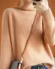 Casual Long Sleeves Loose Solid Color High-Neck Sweater Tops