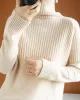 Casual Long Sleeves Loose Solid Color High-Neck Sweater Tops