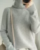 Casual Long Sleeves Loose Solid Color High-Neck Sweater Tops