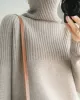 Casual Long Sleeves Loose Solid Color High-Neck Sweater Tops