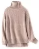 Casual Long Sleeves Loose Solid Color High-Neck Sweater Tops