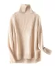 Casual Long Sleeves Loose Solid Color High-Neck Sweater Tops