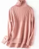 Casual Long Sleeves Loose Solid Color High-Neck Sweater Tops