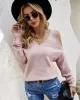 Casual Long Sleeves Solid Color Halter-Neck Sweater Tops