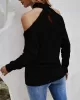 Casual Long Sleeves Solid Color Halter-Neck Sweater Tops