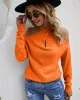 Casual Long Sleeves Solid Color Halter-Neck Sweater Tops