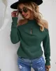 Casual Long Sleeves Solid Color Halter-Neck Sweater Tops