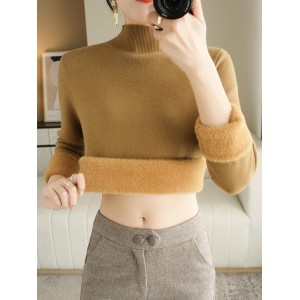 Skinny Solid Color Half Turtleneck Sweater Tops