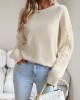 Solid Color Long Sleeves Loose Round-Neck Sweater Pullovers