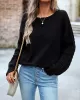 Solid Color Long Sleeves Loose Round-Neck Sweater Pullovers