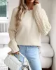 Solid Color Long Sleeves Loose Round-Neck Sweater Pullovers